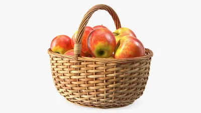 Корзина с яблоками - Еда и напитки - 3D модель