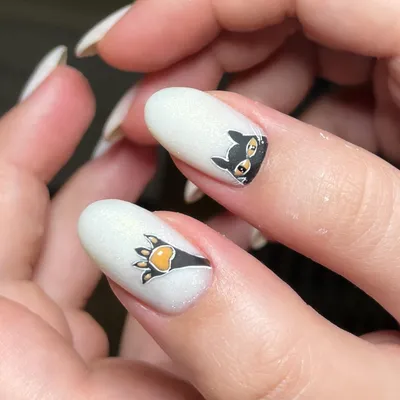 Кошка на ногтях - Дизайн ногтей на Хэллоуин / Желтый маникюр - YouTube
