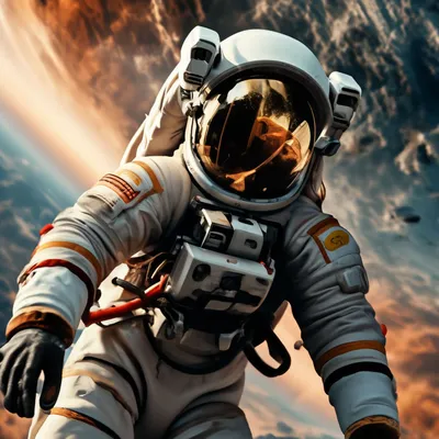 Космонавт в космосе держит в руках…» — создано в Шедевруме