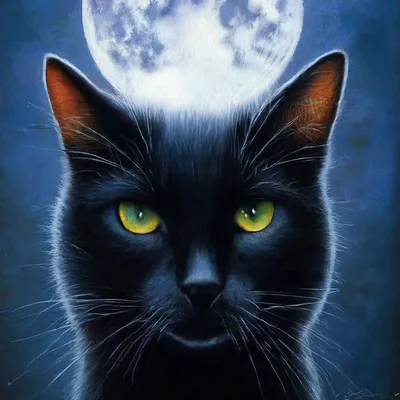 Иллюстрация Лунный кот в стиле 2d | 
