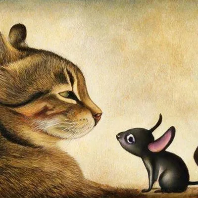 Кот и мышь картинки