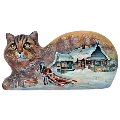 Скульптура "Кот. Зима" (дерево) купить в Москве по цене 8 400 руб. –  интернет магазин 