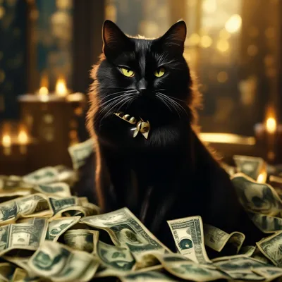 Кот в куче денег. Sdxl 1.0 | Пикабу