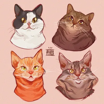 Как нарисовать кота, котенка и кошку