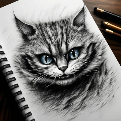 Иллюстрация, чеширский кот карандашом …» — создано в Шедевруме