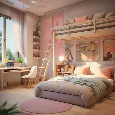 Красивая комната для девочек с паркетной стеной 3D Модель $25 - .unknown  .3ds .fbx .obj .skp - Free3D