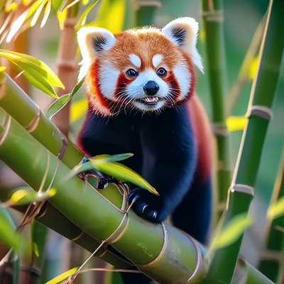 Милая панда на фоне бамбука , …» — создано в Шедевруме