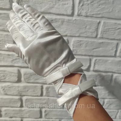НОВИНКА! Очень красивые женские атласные перчатки с бантиками и вырезами. БЕЛЫЙ  цвет. (ID#1724676239), цена: 235 ₴, купить на 
