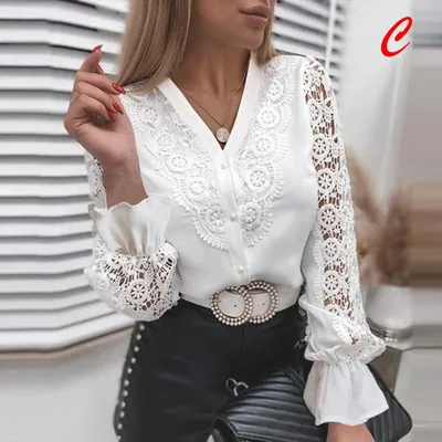 Красивые блузки для женщин 2023 с v-образным вырезом осенние женские  офисные белые шелковые атласные блузки с длинным рукавом базовые Топы  повседневные рубашки | AliExpress