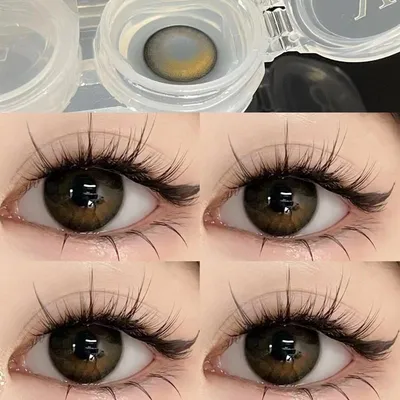 Купить Контактные линзы ksseye Doll Eyes с градуировкой 0,00 ~-8,00,  корейские коричневые и серые, для ежегодного использования, 14,5 мм, красивые  большие глаза | Joom