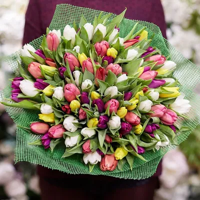 Как упаковать букет тюльпанов своими руками | Пошаговая инструкция от  Семицветик