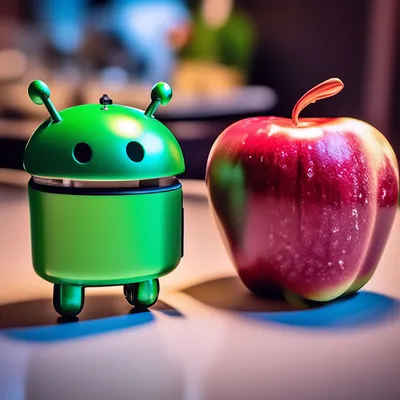 Android против Apple, красиво, …» — создано в Шедевруме