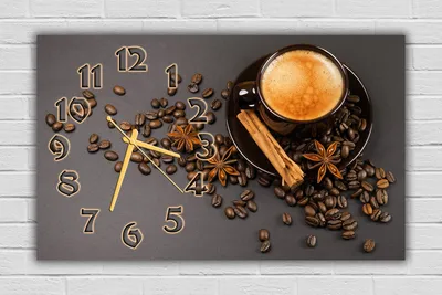 Красивые часы картина для декора на кухню Чашка кофе с корицей и ванилью,  30х50 см (ID#1185462417), цена: 564 ₴, купить на 