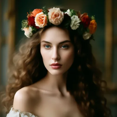 Ольга, красивая, королева, цветы в …» — создано в Шедевруме