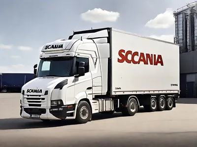 Красивый грузовик с белым прицепом с надписью scania на борту. | Премиум  Фото