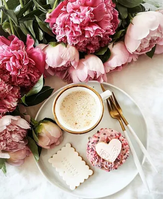 Красивые кофе и цветы картинки