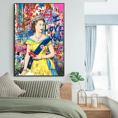 Картина на холсте с изображением королевы Англии граффити, настенные  картины с изображением королевской любви, картины с изображением жизни,  красивые картины с изображением поп-арта, декор для домашней комнаты |  AliExpress