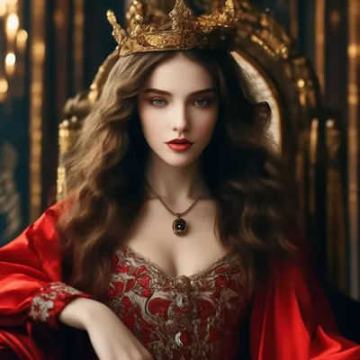Королева на троне, красивая корона, …» — создано в Шедевруме