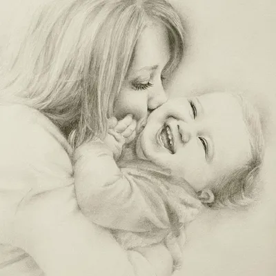 Рисунок мама и дочка легкий - 41 фото