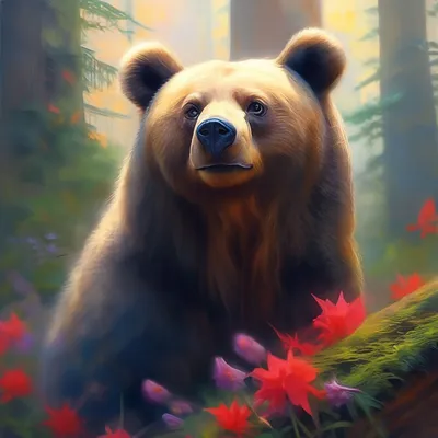 Три медведя в лесу играют, фото …» — создано в Шедевруме