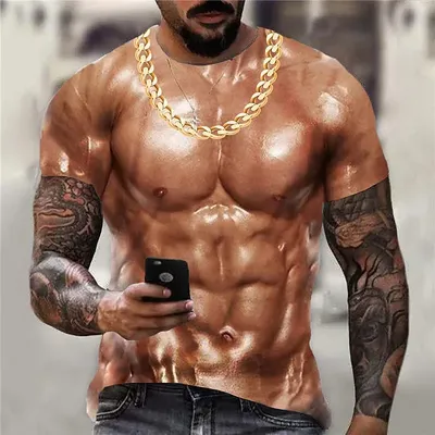 Мужская футболка с 3D-принтом мышц тела, модная уличная футболка, красивая  летняя мужская футболка с коротким рукавом тела, 2023 | AliExpress