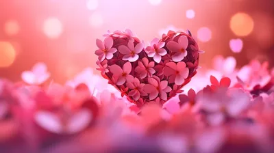 День святого валентина фон с розовым бумажным ремеслом сердце любви красивые  цветы иллюстрация с копирайтом генеративный ии | Премиум Фото