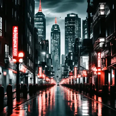 Ночной город, красивые здании, …» — создано в Шедевруме