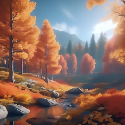 Осенний лес, красиво, реалистично, …» — создано в Шедевруме