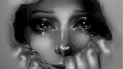 Плачущая девушка под дождëм, …» — создано в Шедевруме