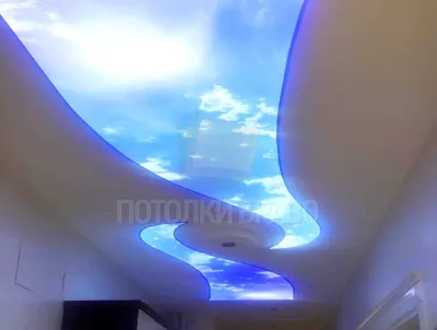 Красивый волнообразный натяжной потолок для коридора НП-1075 - цена от 2110  руб./м2