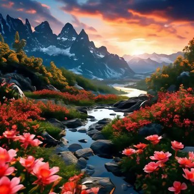 Красивые пейзажи с цветами - 74 фото