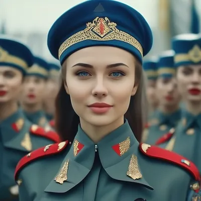 Красивая русская женщина в форме, 4…» — создано в Шедевруме