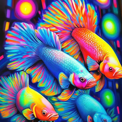 Фантастически красивые рыбки-петушки …» — создано в Шедевруме