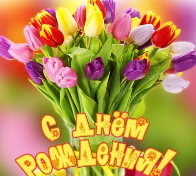 Открытки с тюльпанами на день рождения ~ Все пожелания и поздравления на  сайте Праздникоff