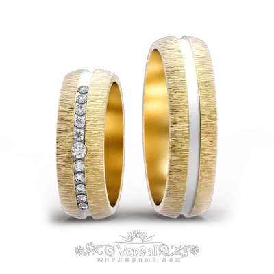Красивые матовые обручальные кольца с бриллиантами на заказ из белого и  желтого золота, серебра, платины или своего металла