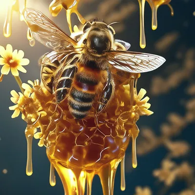 ⠀ ⠀ пчела, улей, пчёлы, соты,мё…» — создано в Шедевруме