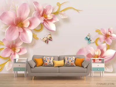 Фотообои Красивые цветы и бабочки», (арт. а021) - купить в  интернет-магазине Chameleon