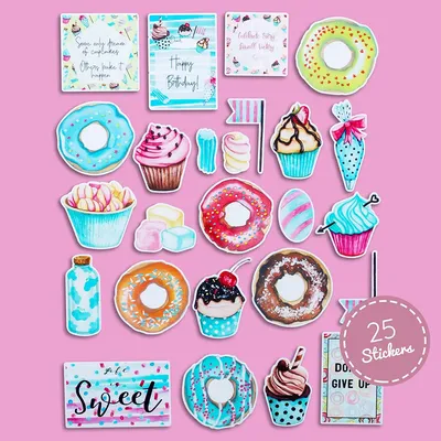 25 красивых сладостей и кондитерских наклеек-милые и забавные наклейки с  тематикой еды для журналов, рукоделия, альбома для скрапбукинга | AliExpress