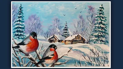 Новогодние открытки со снегирями - 75 фото