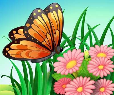Фото с наполненными жизнью цветами и плавностью бабочек на фоне | Цветы и  бабочки Фото №1001393 скачать