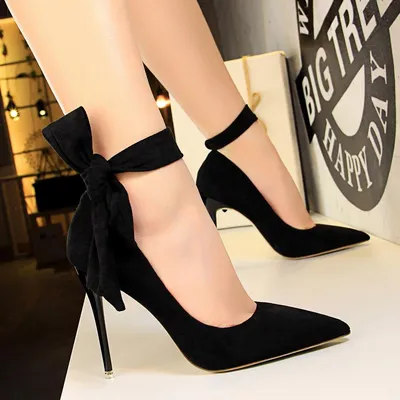 Женские туфли, красивые туфли на высоком каблуке-шпильке, с неглубоким  острым носком, атласные сандалии с открытой спиной и бантом на каблуке |  AliExpress