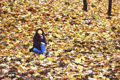 Девушка в горах осенью со спины - 50 фото