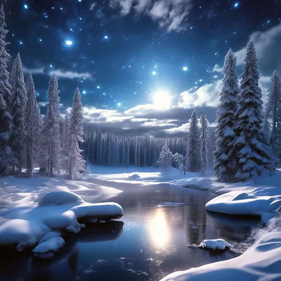 Очень красивый зимний пейзаж очень …» — создано в Шедевруме