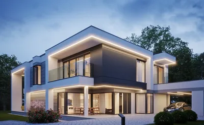 Двухэтажный дом в духе конструктивизма | Архитектурные проекты | Журнал «Красивые  дома»