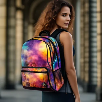 Красивый школьный рюкзак с принтом …» — создано в Шедевруме