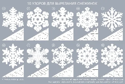 Узоры для вырезания из бумаги ☃️ СНЕЖИНОК ❄️ 10 шт - Крабовые Ручки | ©  Almois Jobbing