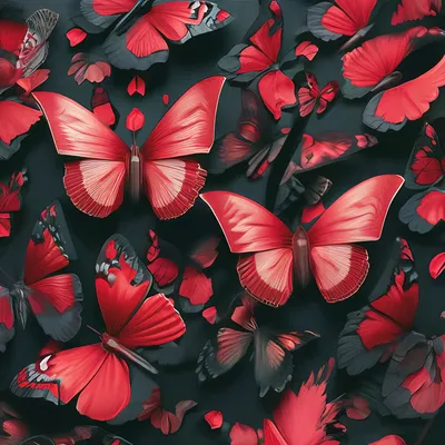 ⠀ 🦋 ⠀ ⠀ красные бабочки на черном …» — создано в Шедевруме