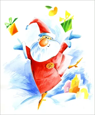 Иллюстрация Веселый Дед Мороз в стиле 2d, анимационный, персонажи |