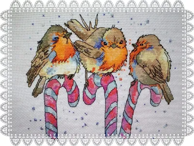 Схема для вышивки крестом "Новогодние птички" - Авторские схемы для вышивки  Антонины Третьяковой
