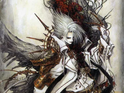 Обои на рабочий стол Abel Nightroad в военной форме с пистолетом, аниме  Trinity Blood / Кровь Триединства, art by Shibamoto Thores, обои для  рабочего стола, скачать обои, обои бесплатно